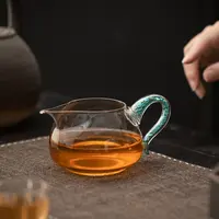 绿松石淡然玻璃公道杯带茶漏套装侧把分茶器大容量日式茶具