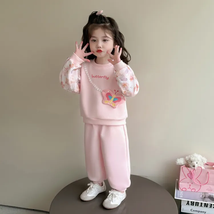 小女孩甜美套装超好看女童秋装两件套宝宝卫衣运动服洋气儿童衣服
