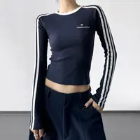 撞色流光风外穿修身设计感健身运动T恤长袖瑜伽服健身穿搭