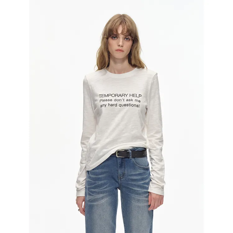 CountryMoment竹节棉纯棉长袖印花T恤女高级感上衣亲肤打底衫罩衫