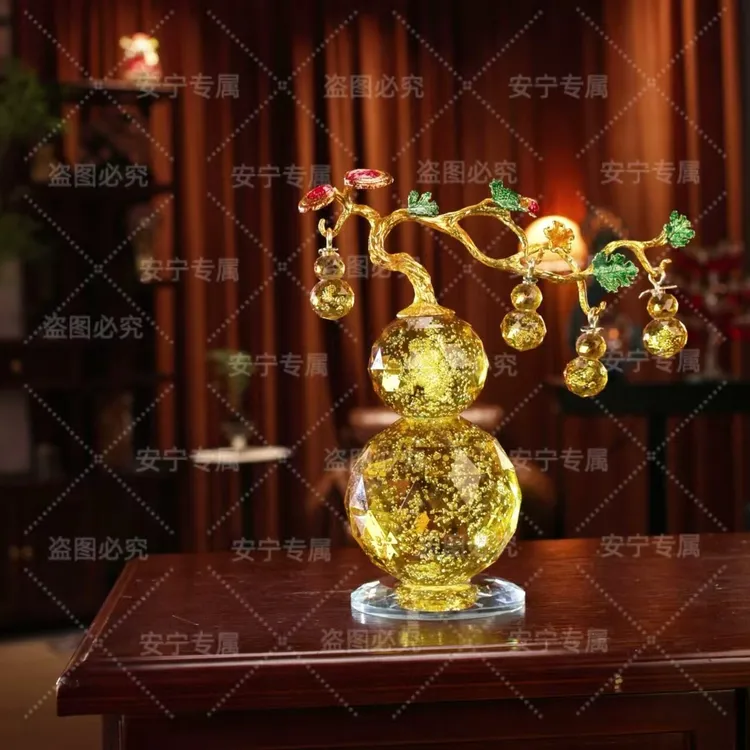 水晶紫色大葫芦家居饰品摆件酒柜影视柜茶几书桌办公桌装饰品