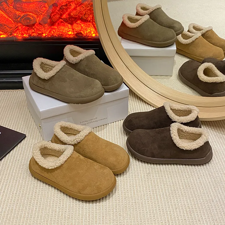 【MIKEFEI】舒适派~加绒保暖勃肯鞋女一脚蹬毛毛棉鞋