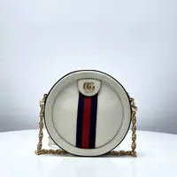 99新 GUCCI/古驰 思斯亲用 古驰白色圆饼单肩包 THQN254