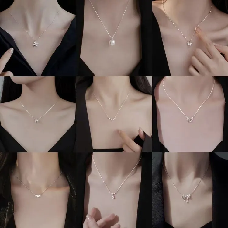 钛钢锆石项链 钛钢锆石套链，直播扣号轻奢气质时尚百搭小众饰品