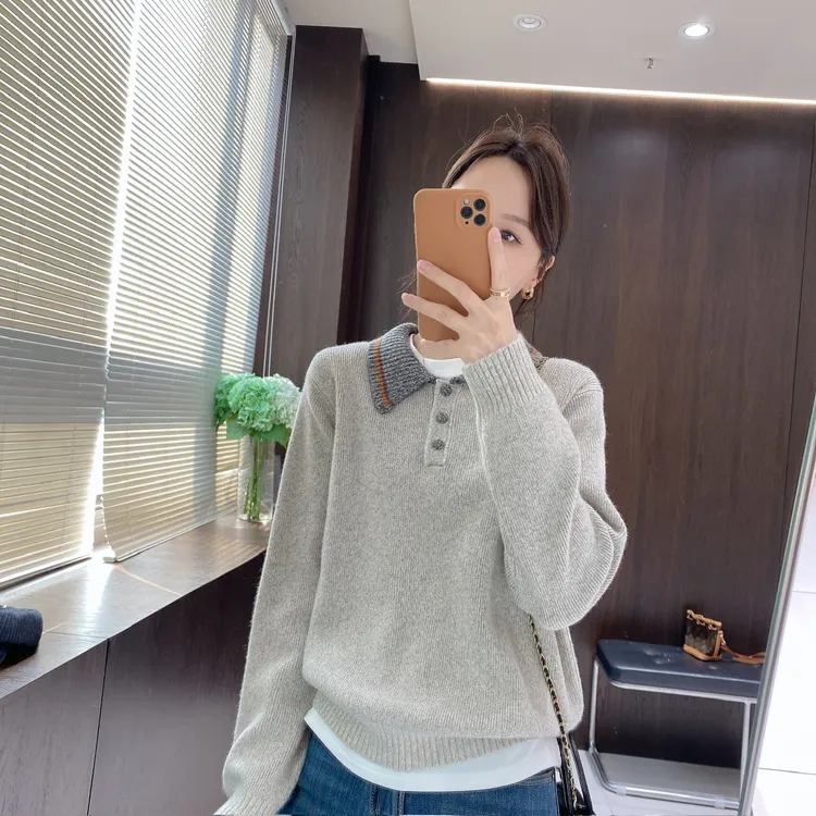 IMFLY金小金自制女装 针织衫DYW10119秋冬翻领百搭通勤款套头毛衣