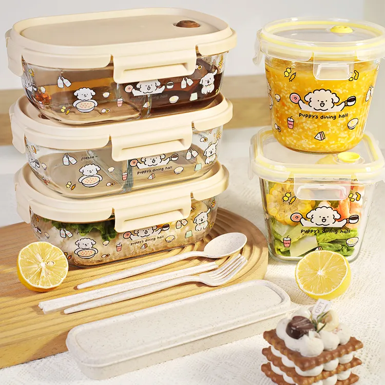 高硼硅玻璃保温饭盒上班族微波炉专用饭盒冰箱收纳盒密封分隔大号