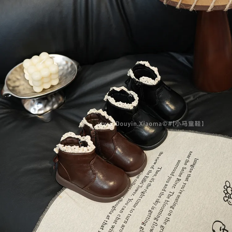 女童毛毛马丁靴舒适保暖宝宝婴儿鞋软底小童公主鞋女宝鞋婴儿短靴