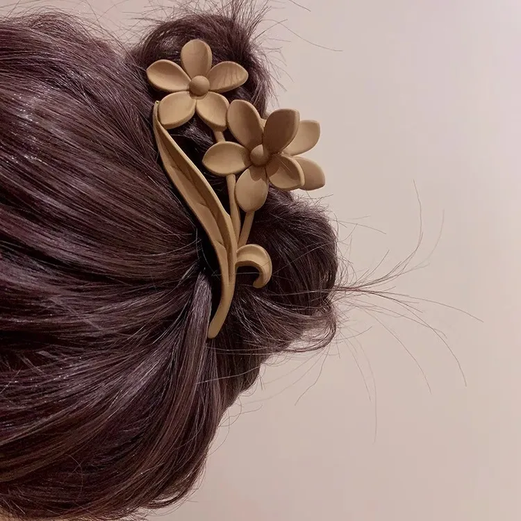 百搭洋气夹优雅木质感中号发夹日系风盘发鲨鱼复古用水装饰品女士