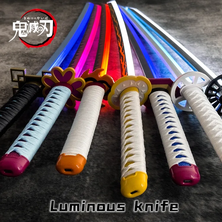 发光刀充电带灯道具刀木制鬼灭之刃日轮刀动漫cos刀武器模型木刀