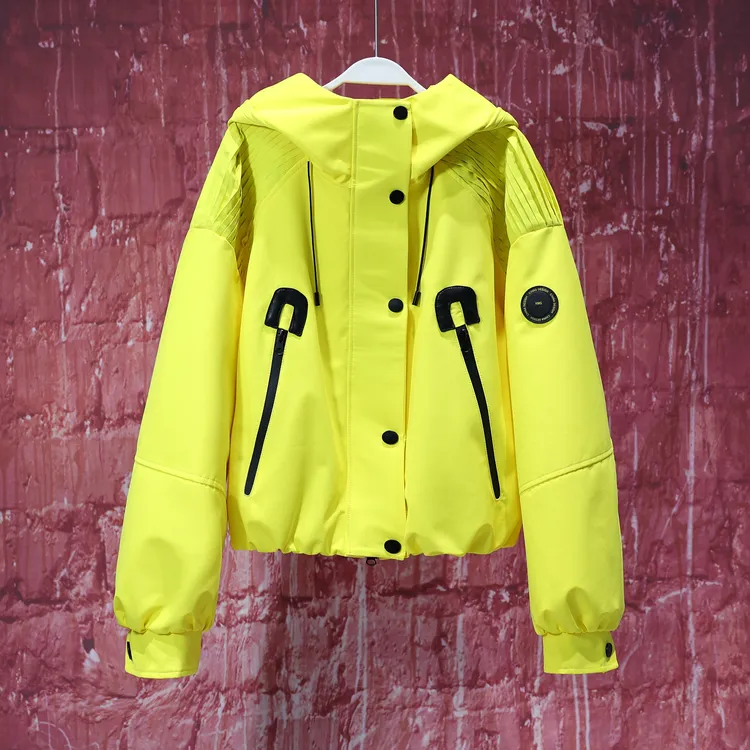【LIANG哥女装】2025春季欧版小众设计师款户外亮黄色连帽外套5921A