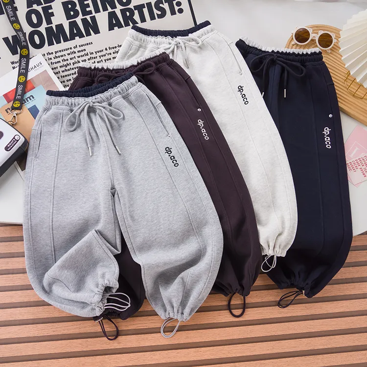 【一裤两穿】初秋撞色男女童弯刀卫裤宽松裤LenKid-一字兜阔腿裤