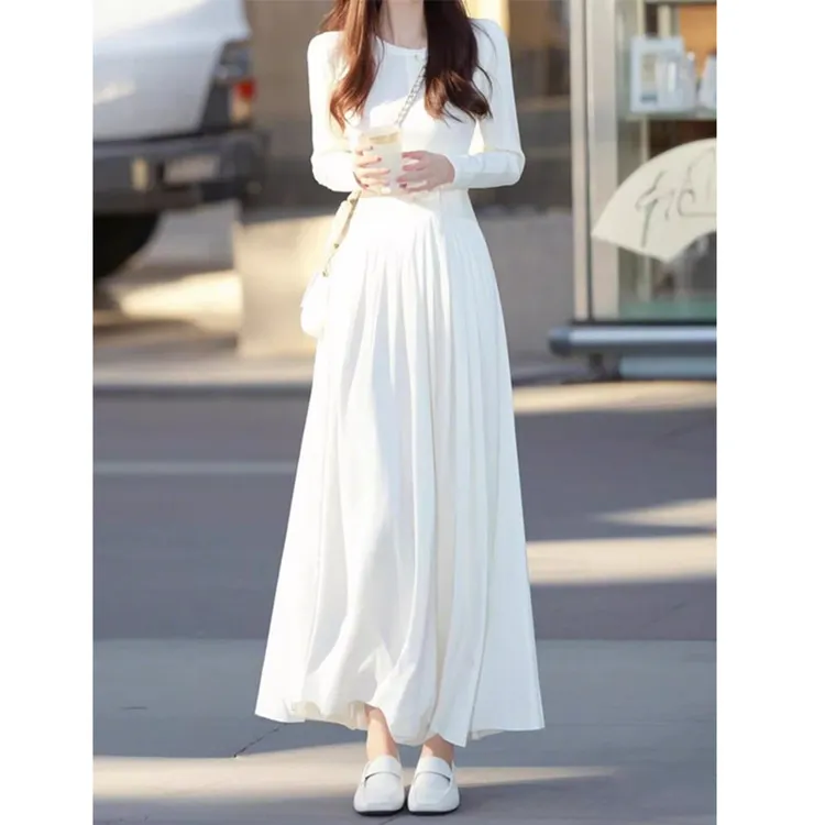 春季上流社会法式高端精致气质名媛长裙高级感正式场合白色连衣裙
