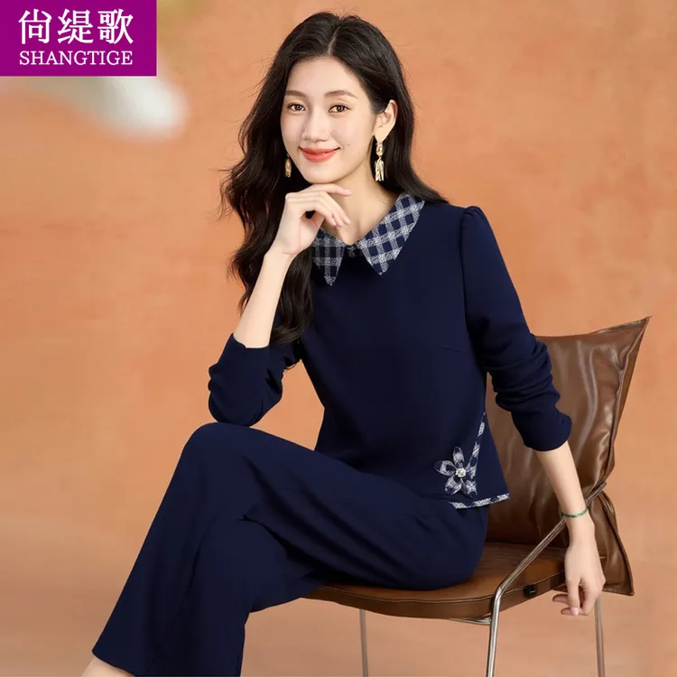 大方得体两件套装小个子早秋穿搭好看大方气质妈妈小个子时尚套装