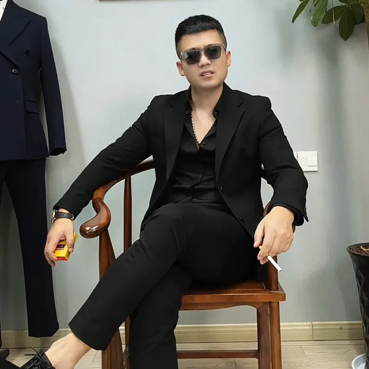 XZ915男士四季款单排两粒扣双开叉弹力韩版修身潮流纯色西服上衣