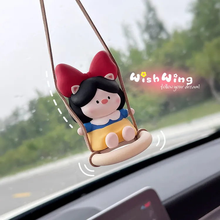 荡秋千白雪公主汽车挂件车内吊饰高档车载香薰扩香石