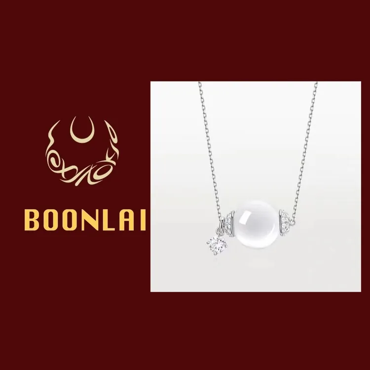 铜合金项链 白色锁骨链Boonlai透色球球镶钻项链1350