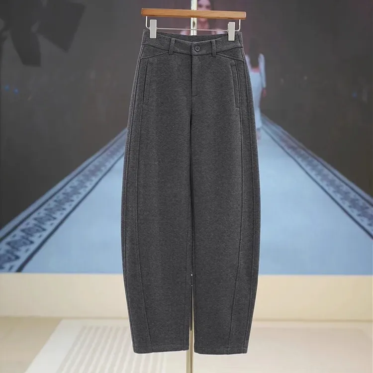 深灰色醋酸羊毛呢香蕉裤女秋冬季2025新款爆款休闲裤子阔腿弯刀裤
