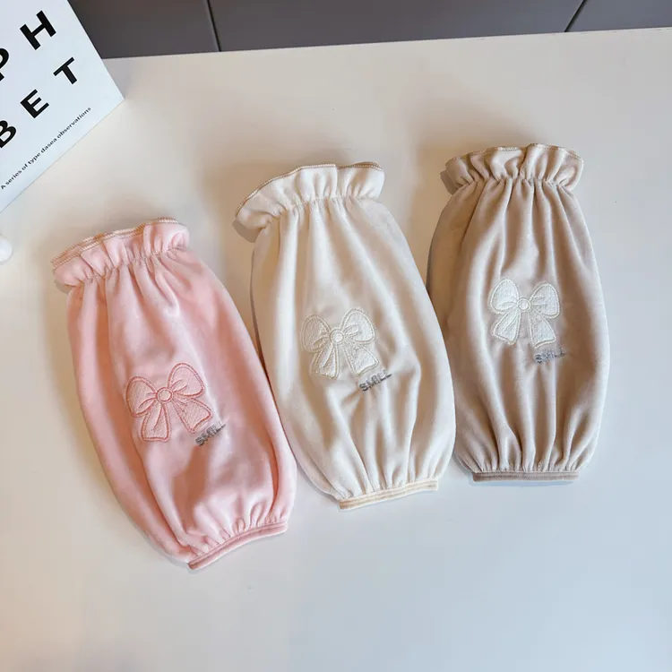 冬款袖套女长款绒布时尚学生羽绒服套袖防污防脏家务办公袖头护袖