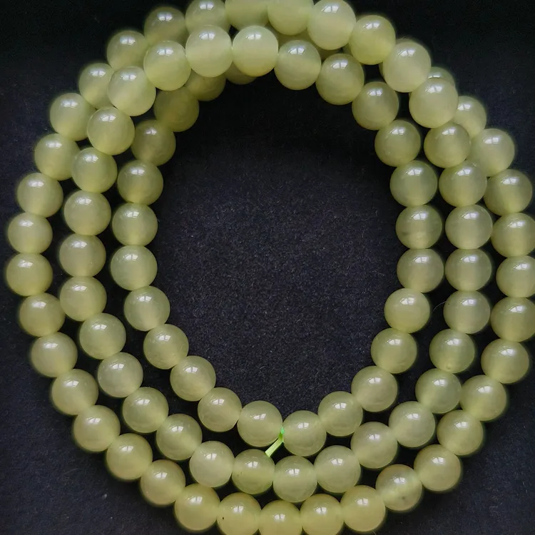 和田玉晴水三圈卡6手串