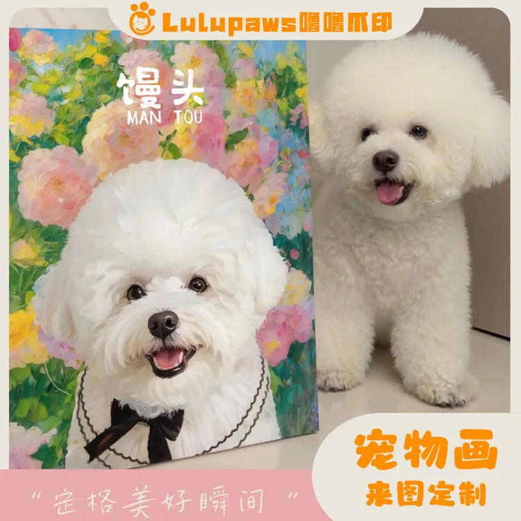 噜噜爪印宠物定制 盲盒画像 猫狗装饰画 客厅卧室墙挂画 纪念礼物