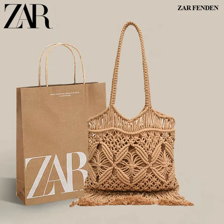 ZAR FENDEN韩国chic镂空编织女包波西米亚风流苏包旅行度假沙滩包