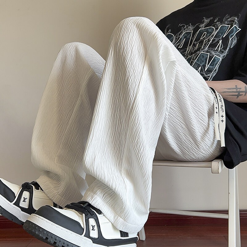 裤子男春季2026cleanfit休闲裤潮流宽松大码肌理感阔腿裤K11346