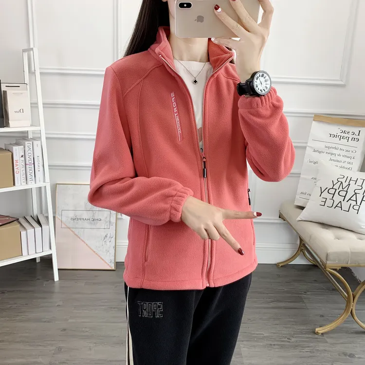 【正品】拉链口袋女款摇粒绒外套秋冬防风抗静电保暖户外休闲抓绒衣