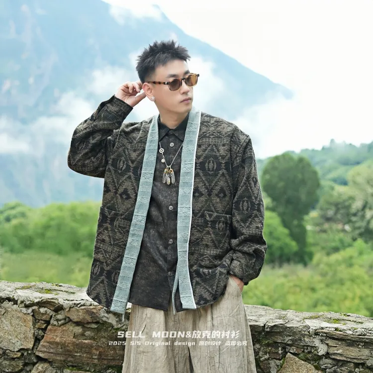SELLMOON游牧风民族风宽松夹克长袖古风男士男装常规款民族服饰
