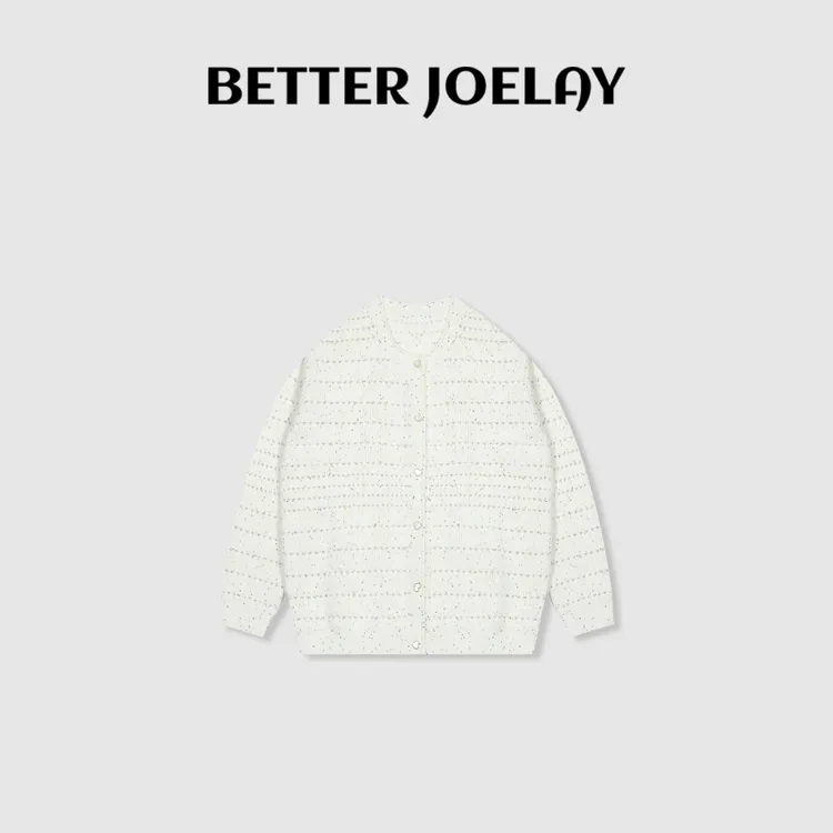 BETTER JOELAY-【糖粒针织】含羊毛开衫毛衣V领温柔韩版休闲LL6108