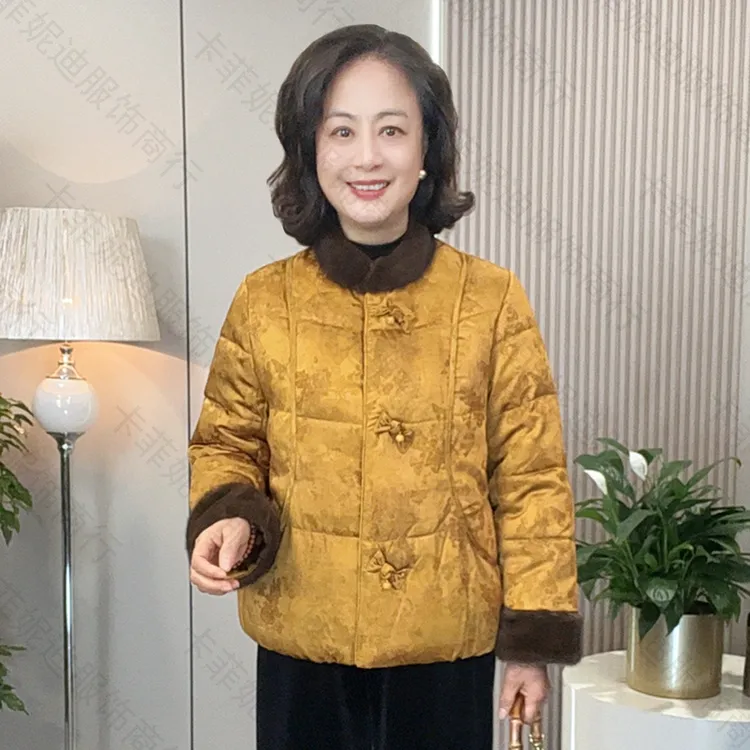 25230冬季时尚气质国风妈妈装保暖舒适休闲短外套