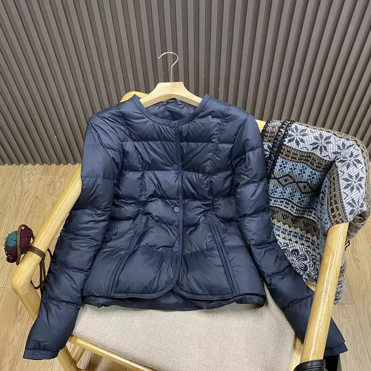 秋冬圆领90白鸭绒短款羽绒服纯色百搭简约保暖外套女W6006