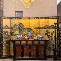 新中式手工浮雕工艺金箔屏风门厅办公隔断屏风