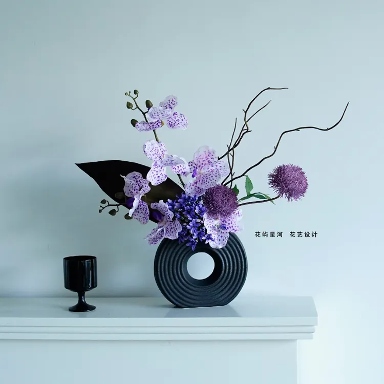 花屿星河|设计 手感保湿仿真花紫色系餐桌花玄关装饰蝴蝶兰插花