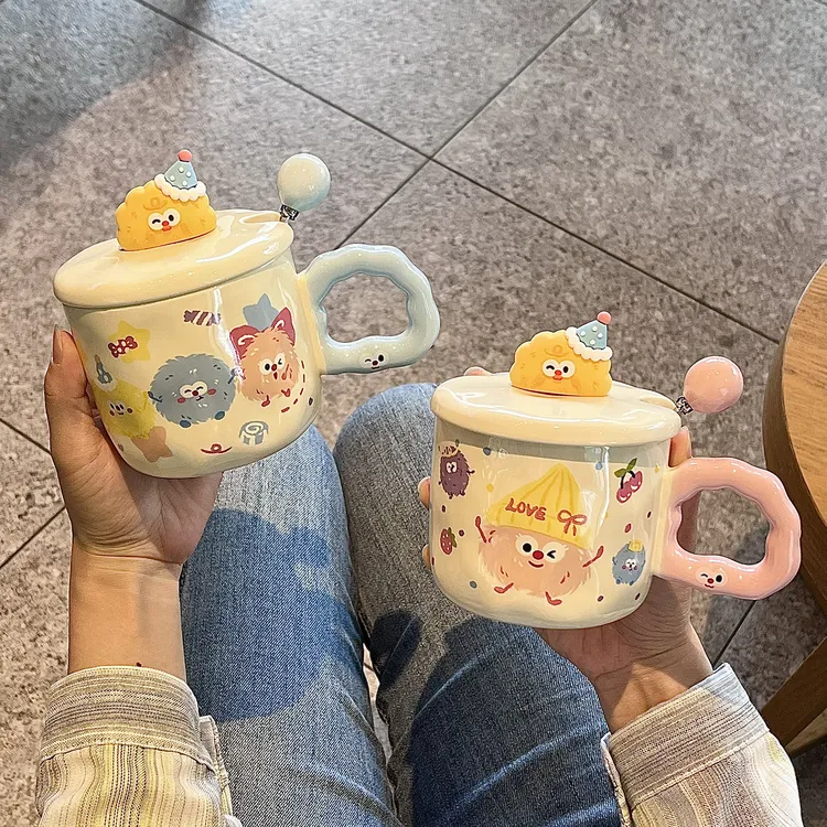 可爱小煤球马克杯高颜值ins风陶瓷水杯家用杯子情侣款咖啡早餐杯