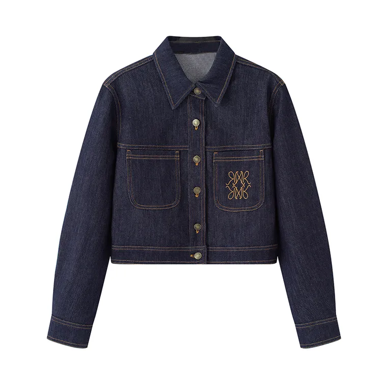 艾诺丝同款2025秋季新款时尚百搭宽松短款长袖牛仔外套女103113