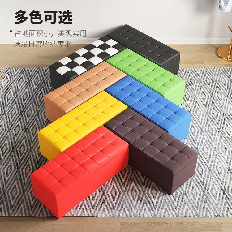 服装店长方形收纳沙发凳储物试衣间休息凳子鞋店换鞋凳床尾长条凳