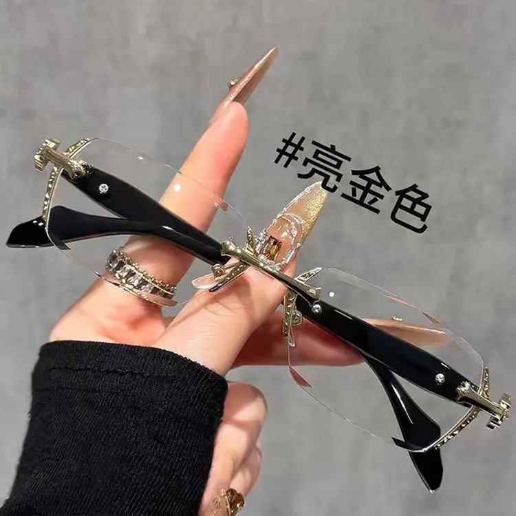 新款防蓝光老花镜高清无框眼镜切边男女老人远视超轻便携时尚