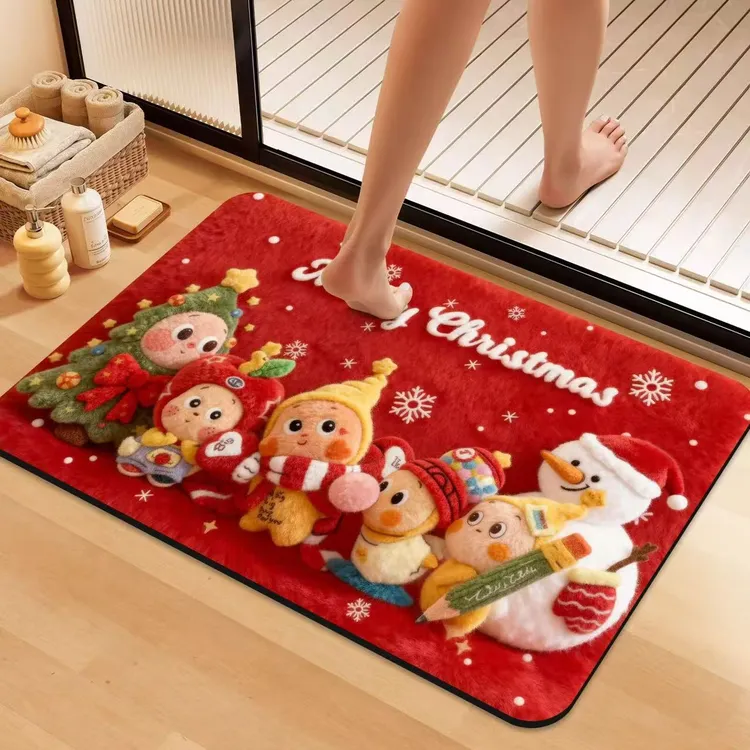 【60*90cm】卡通动漫圣诞地垫氛围感速干吸水浴室防滑入户门玄关垫