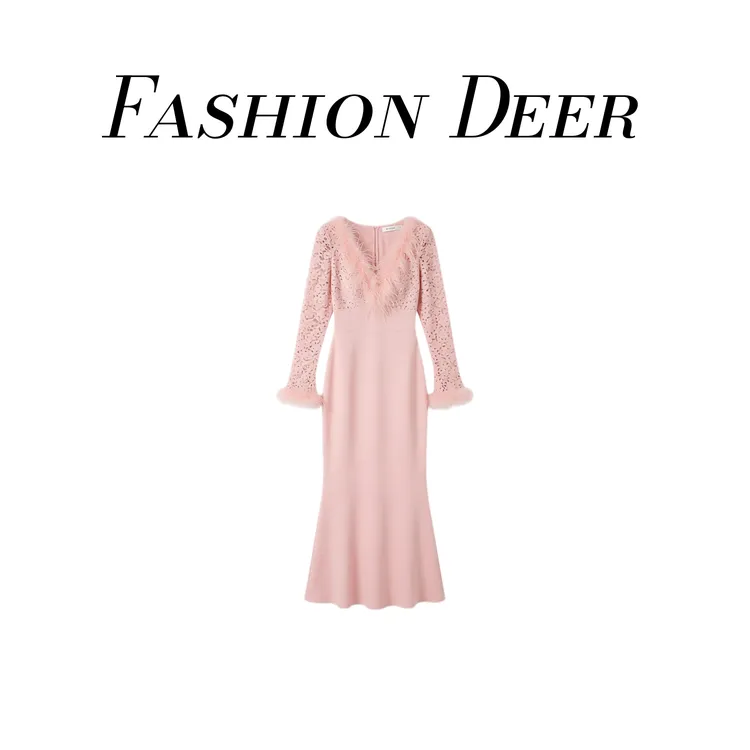 法式温柔风超好看蕾丝修身包臀长裙26冬天配大衣的裙子女士连衣裙