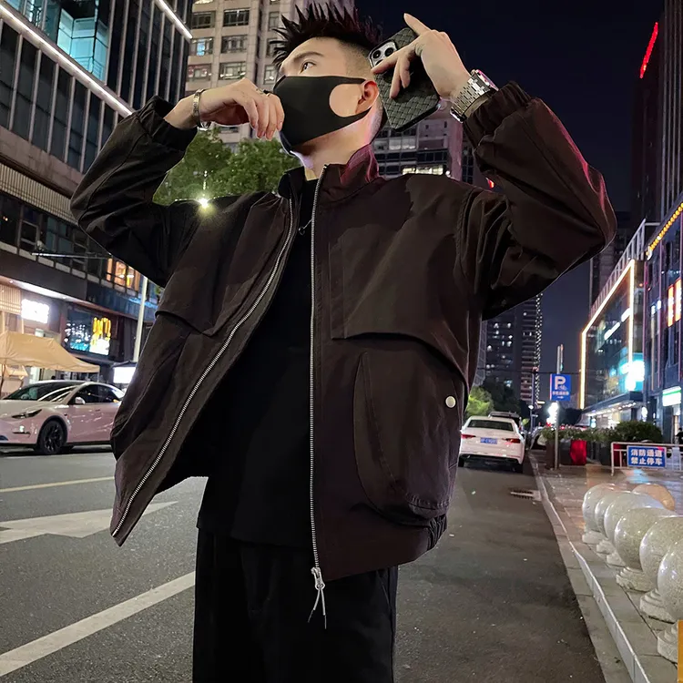 设计感拼接立领夹克男款春秋季潮牌男装痞帅外套2025新款短款上衣