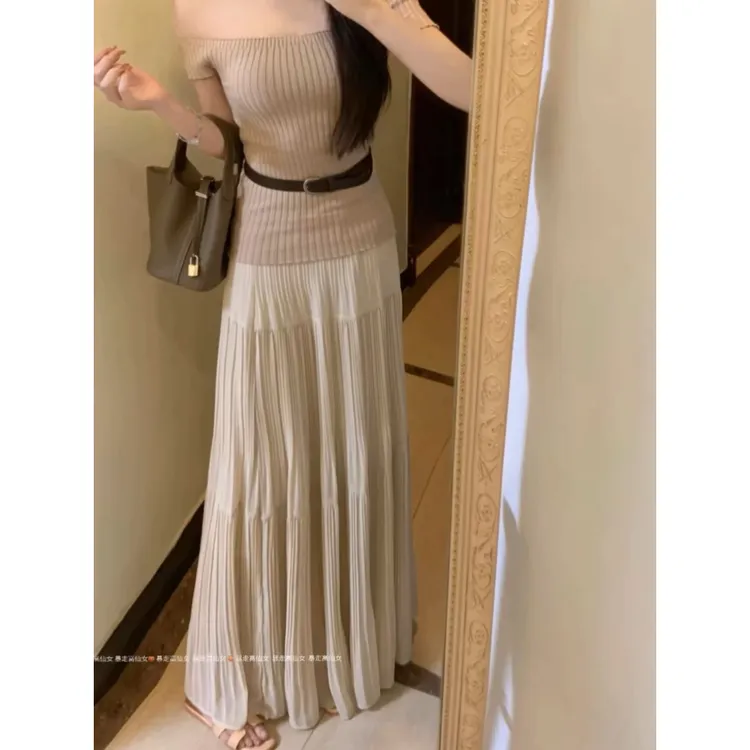 高个子女生175加长版杏色百褶半身裙女夏高腰显瘦a字大摆长裙子