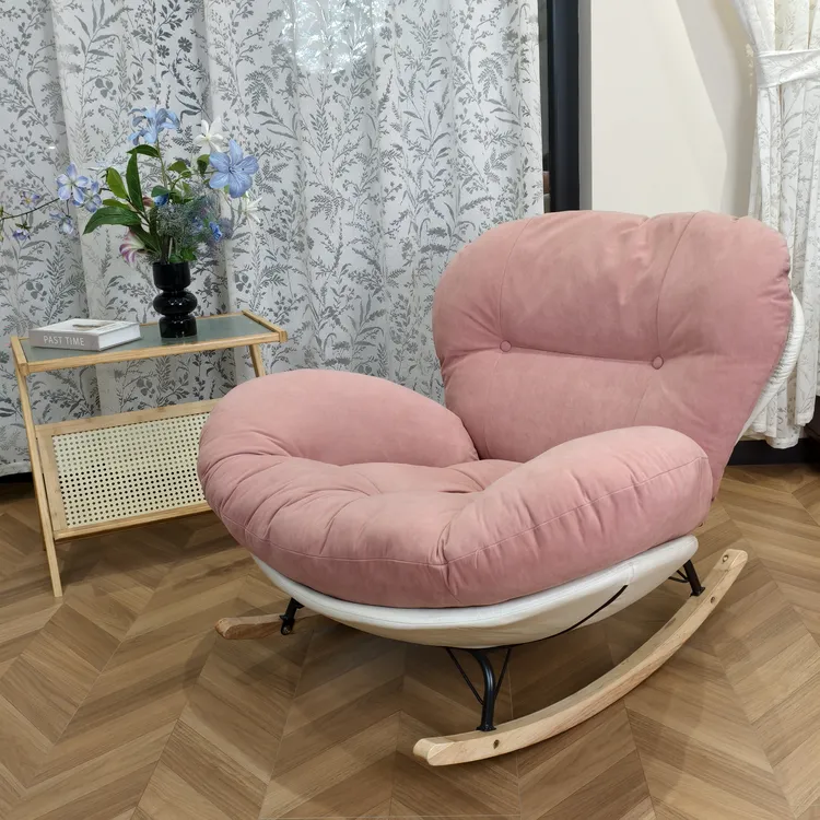 奶油风卧室阳台逍遥椅马卡龙色系摇椅躺椅单人可睡可躺蛋壳摇摇椅