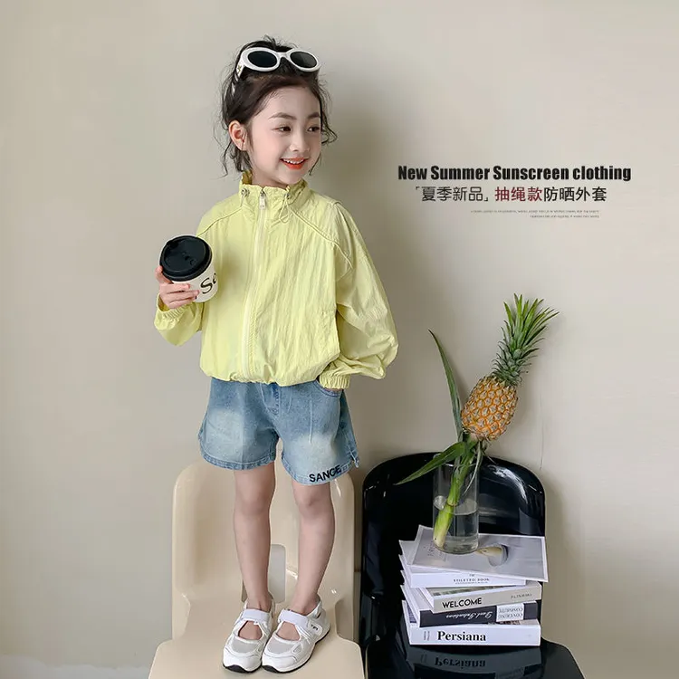 抽绳紫外线运动套装正规长裙两件套儿童防晒衣女童夏季冰丝服衣款