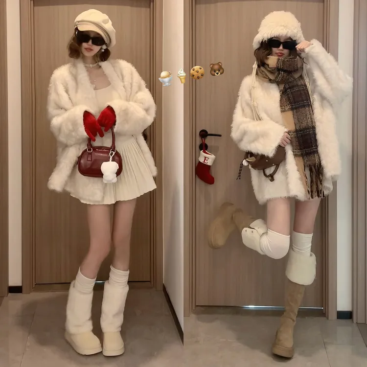 以假乱真2.0 冬慵懒宽松韩版皮毛一体大衣仿水貂毛廓形毛毛外套女