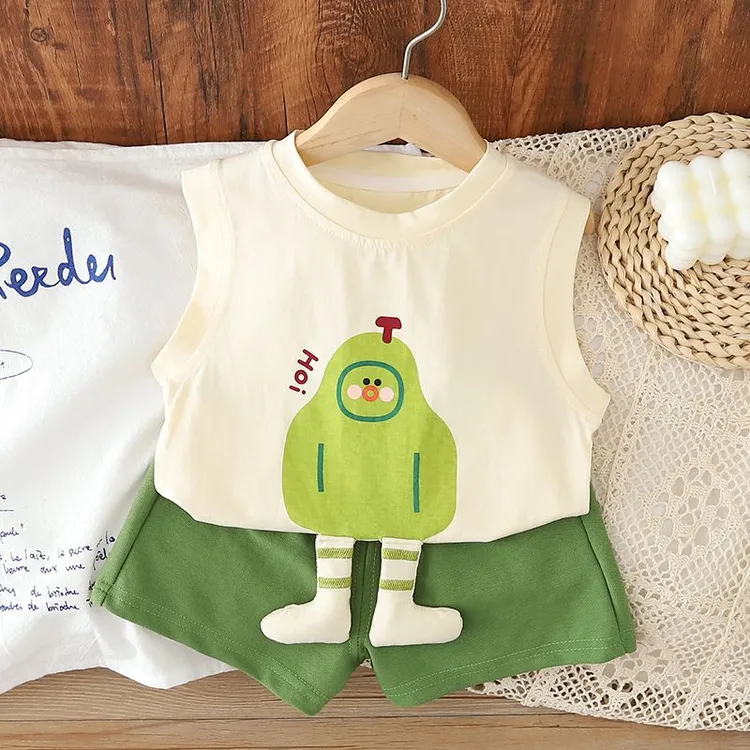 男童夏装2025背心新款宝宝洋气套装夏季卡通无袖两件