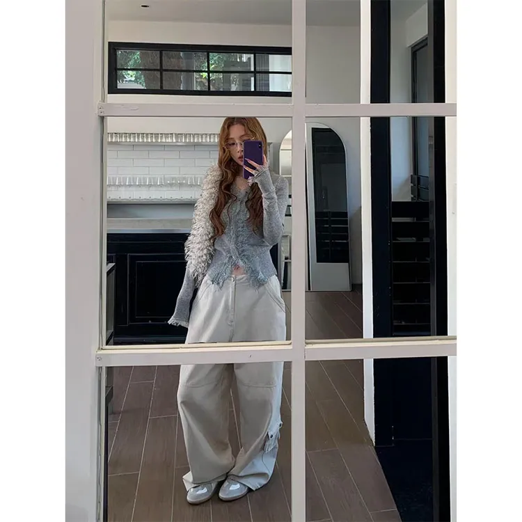 韩版秋冬季新款修身显瘦慵懒风百搭时尚上衣休闲简约阔腿长裤套装