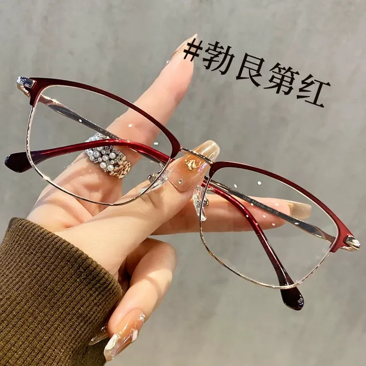 高级感超轻纯钛架半框眼镜近视女士款专业可配散光度数眼睛框镜架