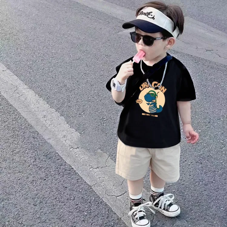2025夏季男童休闲裤套装儿童帅气宝宝短袖两件套男童夏季短袖套装