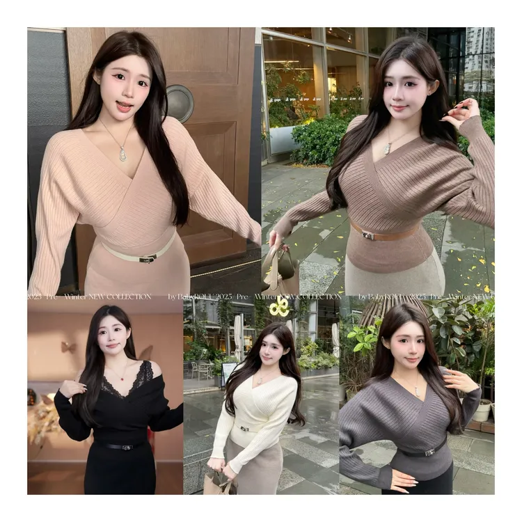 【娇憨美奈子】温与柔气质修身显瘦长袖时髦百搭洋气半裙