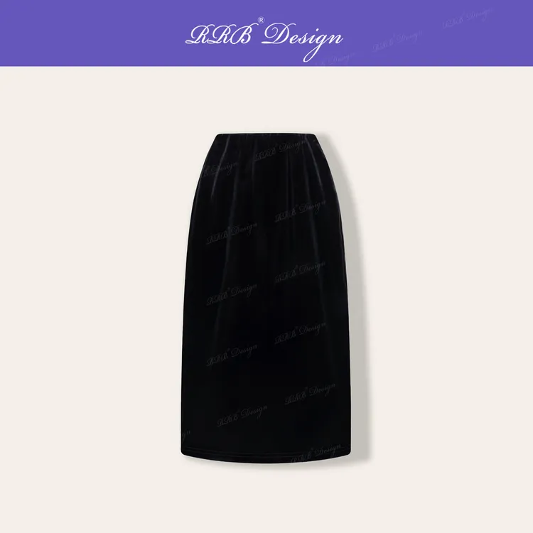 RRB Design「鎏金」进口醋酸丝绒时尚简约时髦百搭显瘦长款半身裙